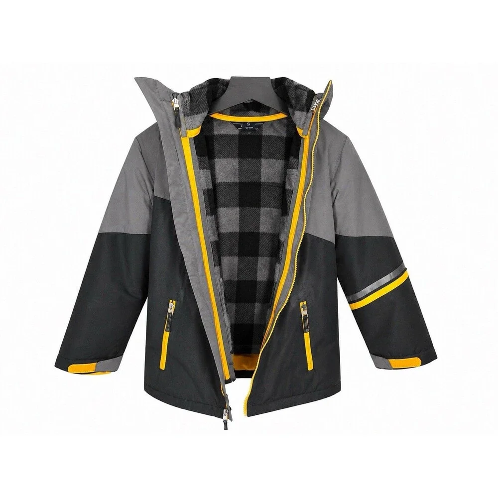 NEW NWT Lands End Boys Winter 3 in 1 Squall Jacket Coat Size 8 Gray Fleece Parka